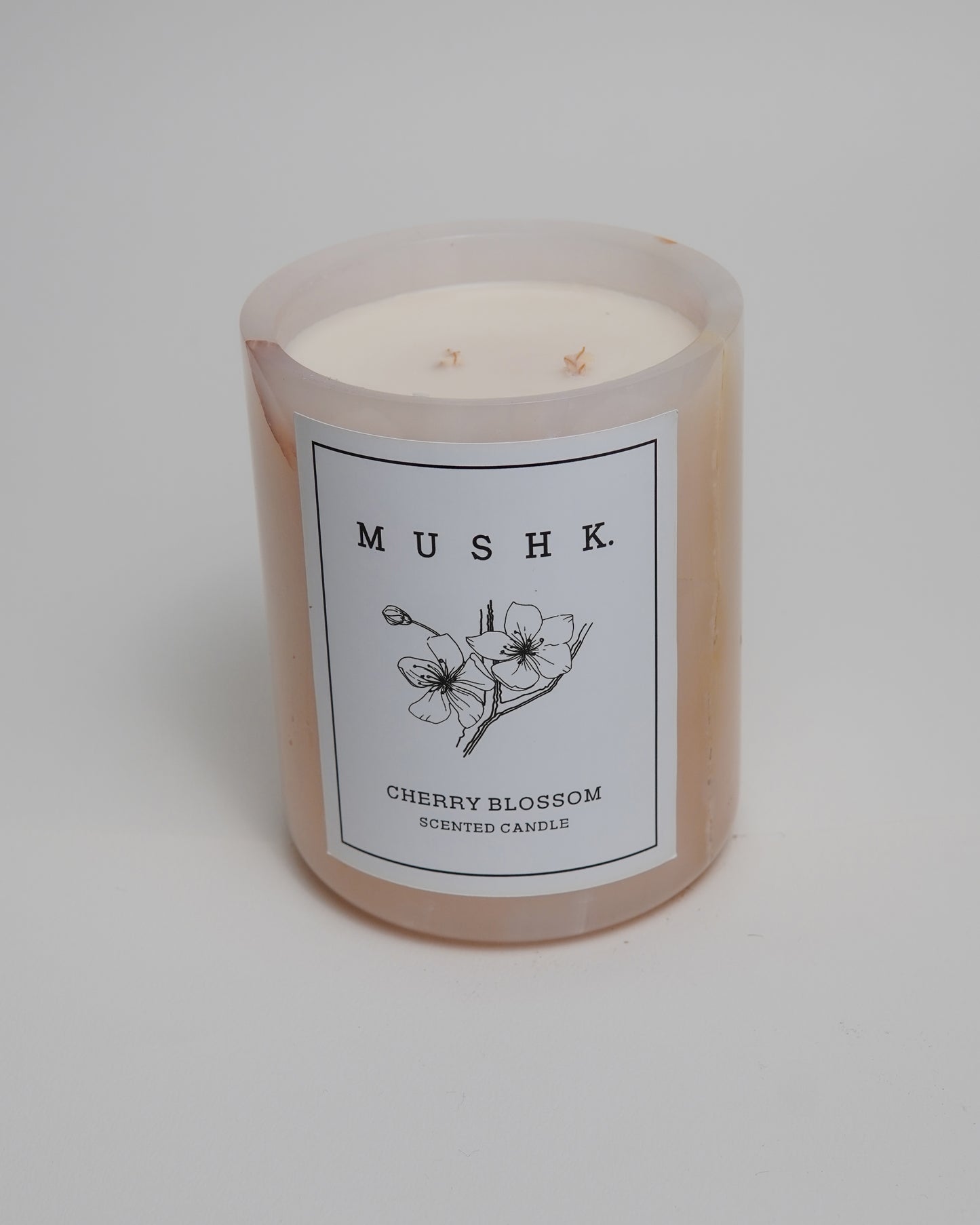 Cherry Blossom scented soy wax handmade double wick marble candle