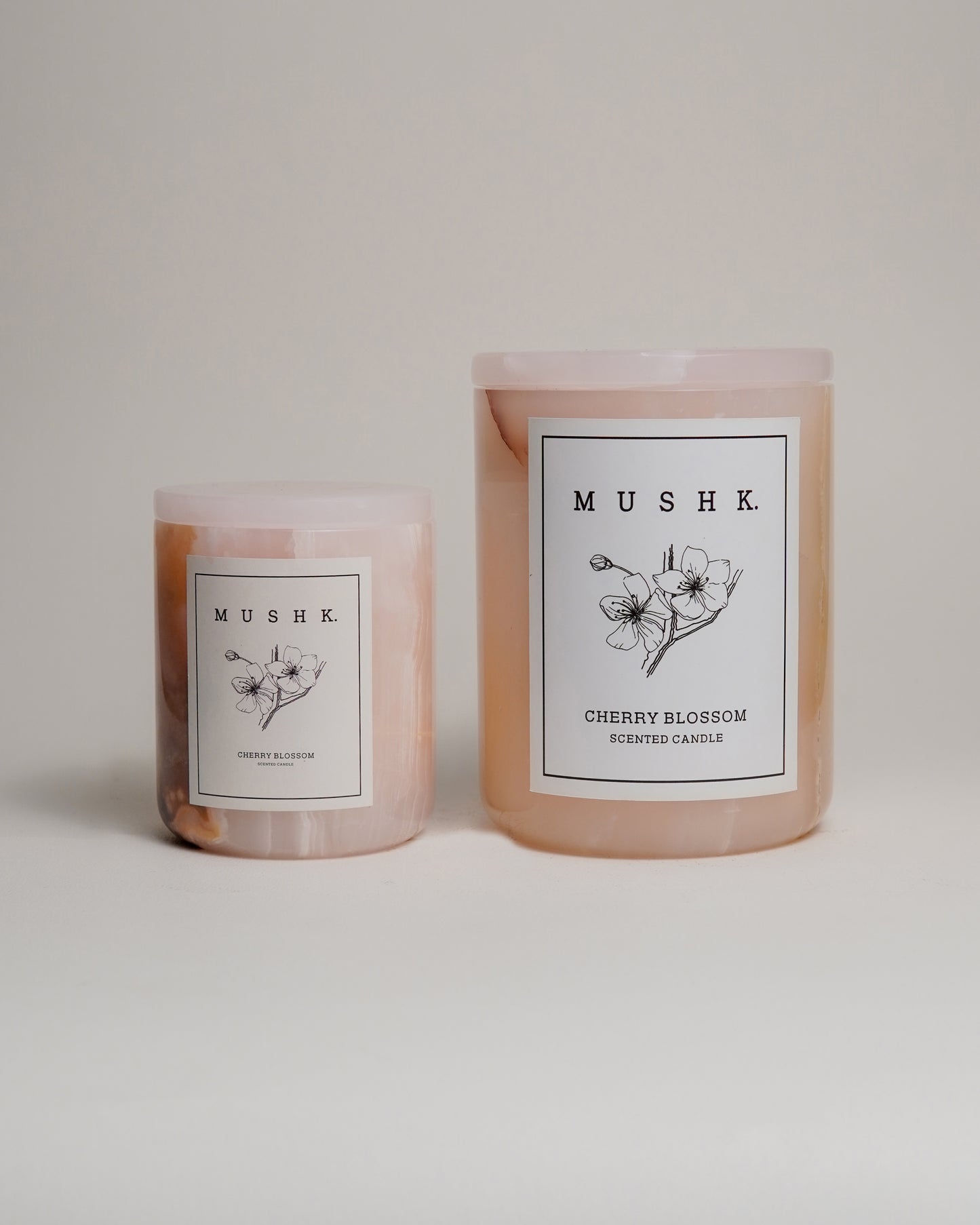 Cherry Blossom scented soy wax handmade marble candle